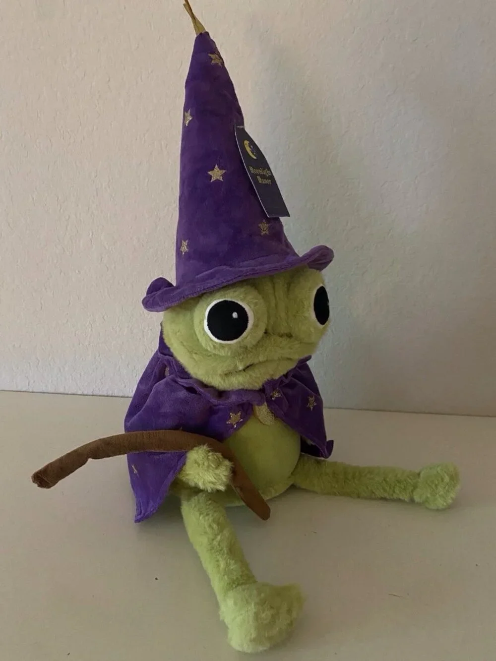 Moonlight Manor Frog Wizard With Hat & Wand Plush Green/Purple Halloween VIRAL - Picture 8 of 11